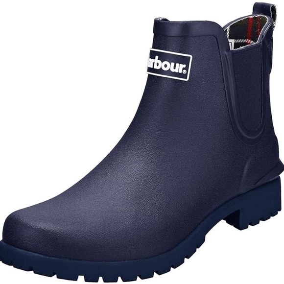 NEW Barbour Women's Wilton Wellington Ankle Rain Boots WATERPROOF BOOTIES Navy - Picture 2 of 5